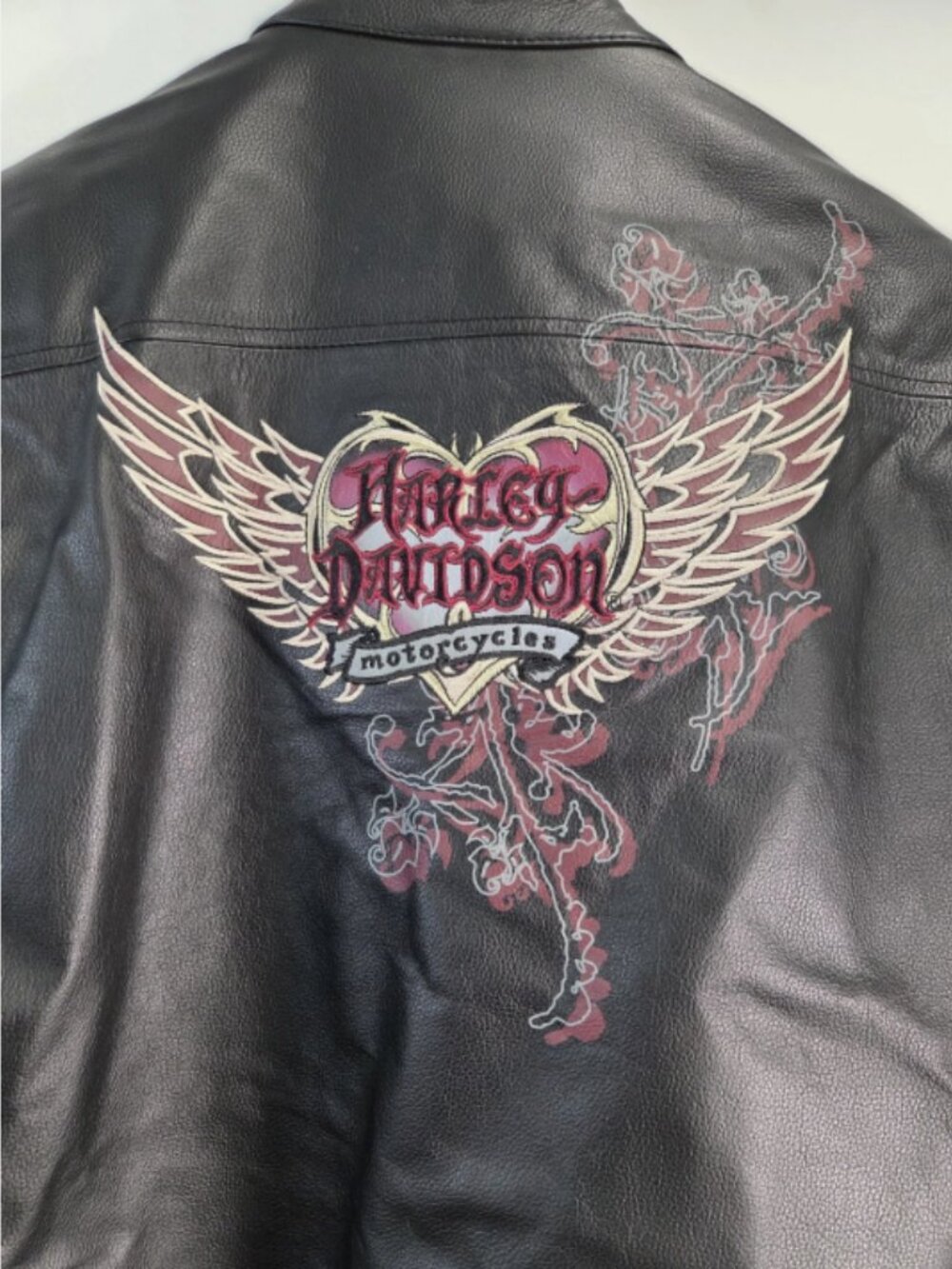 Harley Davidson Women’s Crimson Heart 2.0 Leather Jacket/3XL/Winged Heart